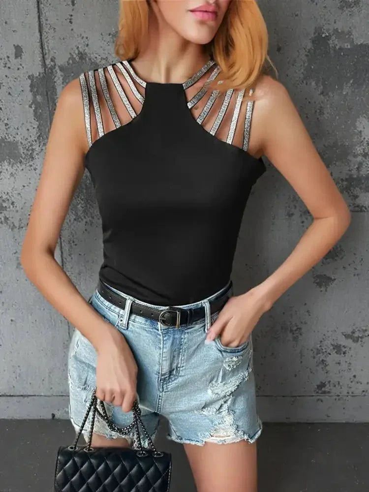 Cutout Sleeveless Tank Top - Update AvenueTrendsi1001002550172841001002550172846661a899682f449a907a9a3b68682119 - Max - OriginBlack
