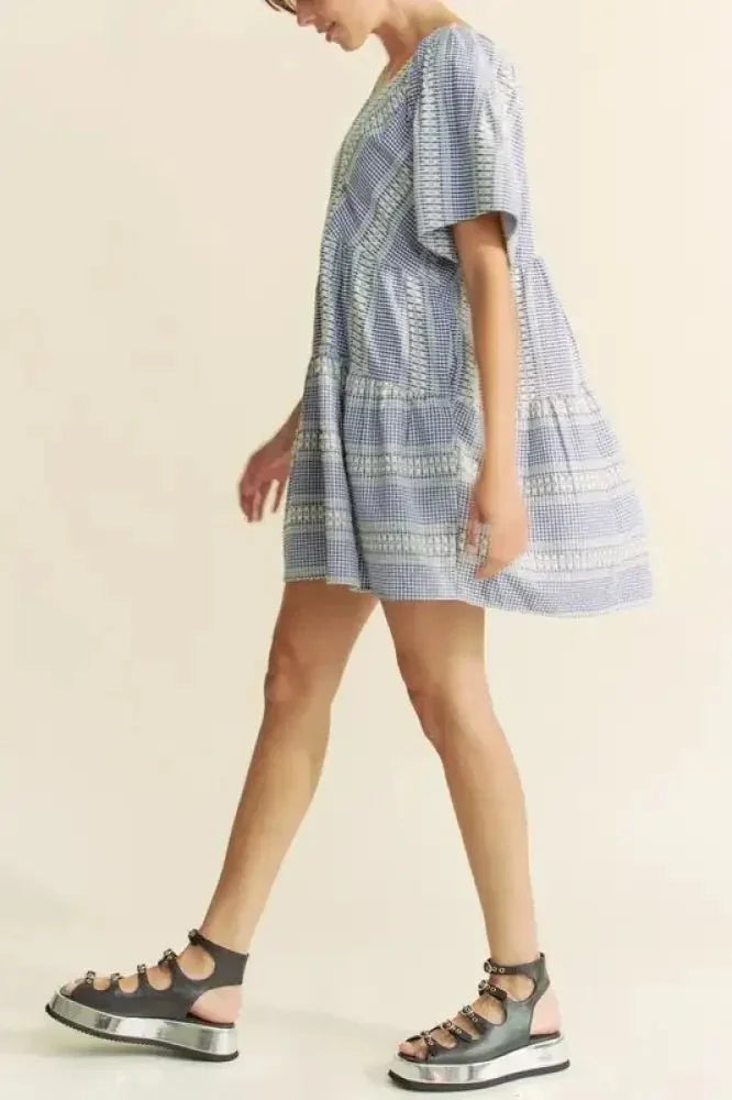 Davi & Dani Embroidered Stripe Ruffled Gingham Mini Dress - Update AvenueEffortless Elegance: DressesTrendsi100100043401614100100043401614fea29cf4d71048bc878d2cc1e157ca10 - Max - OriginNavy Blue