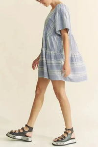Davi & Dani Embroidered Stripe Ruffled Gingham Mini Dress - Update AvenueEffortless Elegance: DressesTrendsi100100043401614100100043401614fea29cf4d71048bc878d2cc1e157ca10 - Max - OriginNavy Blue