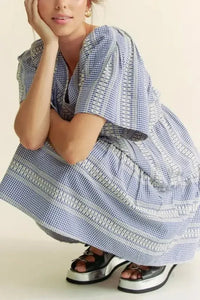 Davi & Dani Embroidered Stripe Ruffled Gingham Mini Dress - Update AvenueEffortless Elegance: DressesTrendsi1001000434016141001000434016145eb95e753fd74a92a1eecf5e2d29b540 - Max - OriginNavy Blue