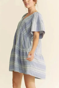 Davi & Dani Embroidered Stripe Ruffled Gingham Mini Dress - Update AvenueEffortless Elegance: DressesTrendsi100100043401614100100043401614143e19246de247ad80c9237bec32e99b - Max - OriginNavy Blue