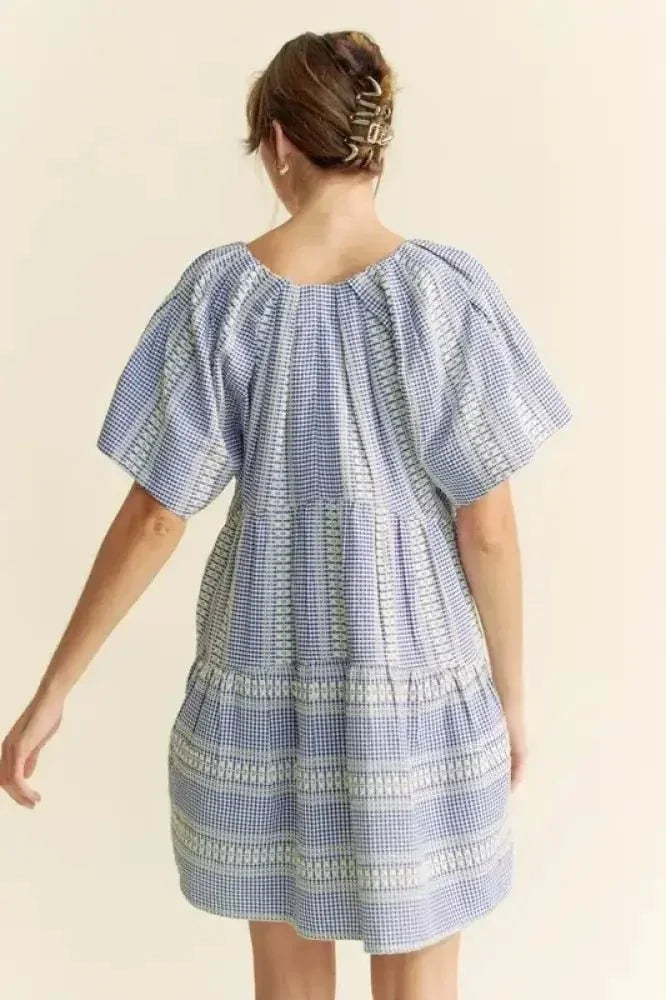 Davi & Dani Embroidered Stripe Ruffled Gingham Mini Dress - Update AvenueEffortless Elegance: DressesTrendsi100100043401614100100043401614ace1e276e8b24a3b96e1fbbdcd861109 - Max - OriginNavy Blue