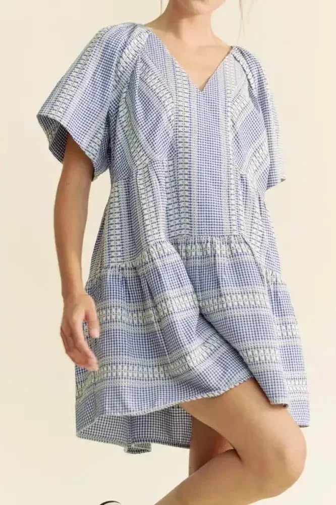 Davi & Dani Embroidered Stripe Ruffled Gingham Mini Dress - Update AvenueEffortless Elegance: DressesTrendsi1001000434016141001000434016140e00ecbb23c542d7ae9e791b51fd2623 - Max - OriginNavy Blue