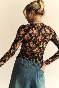 Davi & Dani Floral Print Mesh Long Sleeve Layering Top - Update AvenueT-ShirtsTrendsi100100288381678100100288381678d1f175d2f83742b6b6991193145f5f45 - Max - OriginBlack/Orange