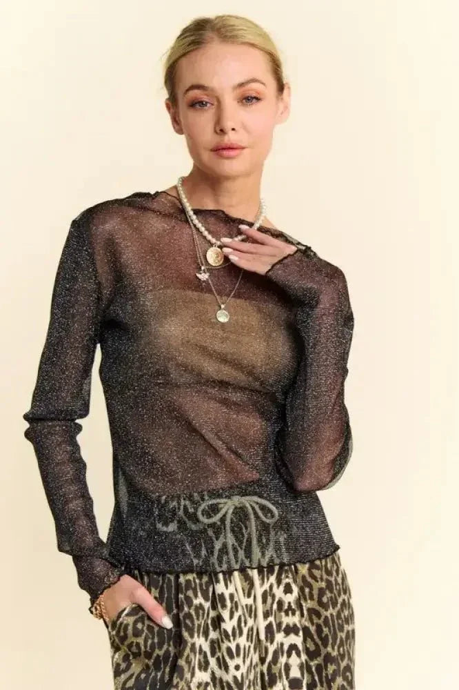 Davi & Dani Glitter Mesh Lettuce Hem Long Sleeve Top - Update AvenueTrendsi1001002905713921001002905713927af4fd1f - cc44 - 4d76 - b1b4 - 4facdcd15939 - MaxBlack