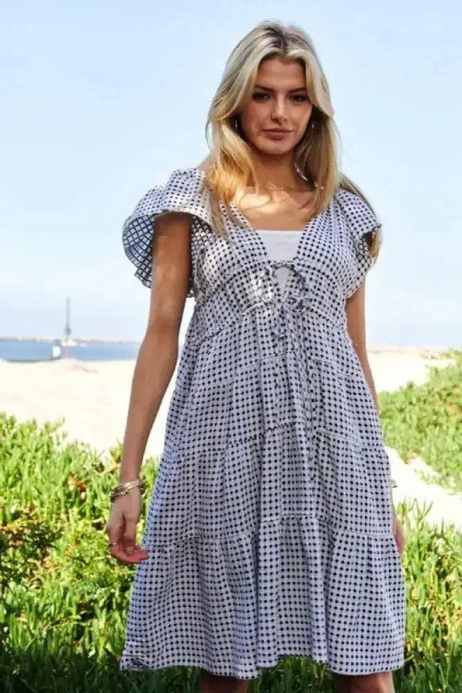 Davi & Dani Jacquard V - Neck Flutter Cap Sleeve Tiered Dress - Update AvenueEffortless Elegance: DressesTrendsi100100373431766100100373431766efa577e1861e45f7ba4e76473517ebd3 - Max - OriginBlack Ivory