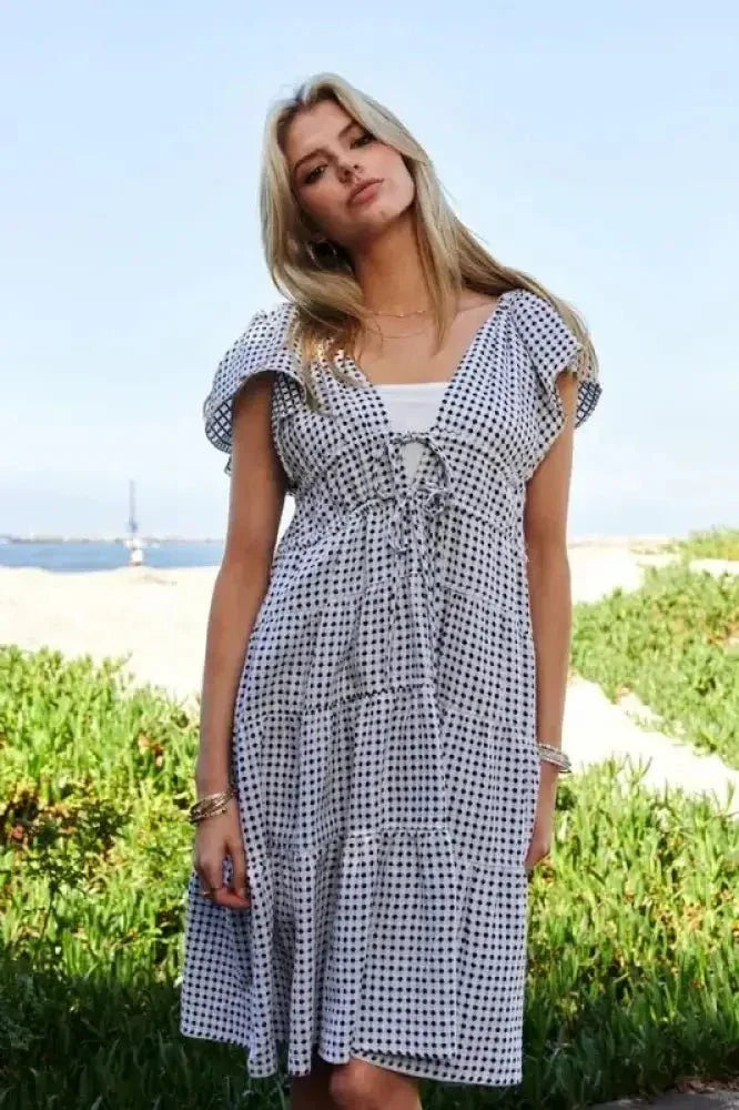 Davi & Dani Jacquard V - Neck Flutter Cap Sleeve Tiered Dress - Update AvenueEffortless Elegance: DressesTrendsi100100373431766100100373431766fa7fc444067c49f9a5f23e6807b5ec2c - Max - OriginBlack Ivory