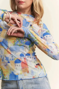 Davi & Dani Multi Printed Mesh Round Neck Long Sleeve Top - Update AvenueT-ShirtsTrendsi10010086773187710010086773187791a572f9972641eb920e4d949861bba9 - Max - OriginCOBALT MULTI
