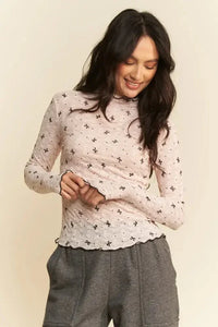 Davi & Dani Ribbon Bow Lace Hem Long Sleeve Mesh Layering Top - Update AvenueT-ShirtsTrendsi10010094678104310010094678104302bf713d7d9e4a2880ba71edfdeb3628 - Max - OriginPINK