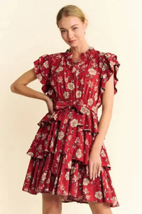 Davi & Dani Ruffle Flutter Sleeve Tie Belt Tiered Mini Dress - Update AvenueEffortless Elegance: DressesTrendsi1001005498312381001005498312384d8d77558b18494d9e29ed47410e8827 - Max - OriginOrange Rust