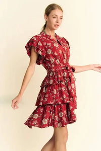 Davi & Dani Ruffle Flutter Sleeve Tie Belt Tiered Mini Dress - Update AvenueEffortless Elegance: DressesTrendsi100100549831238100100549831238b9acb3d5727046c381e35d40035dda15 - Max - OriginOrange Rust