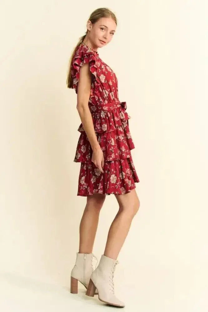 Davi & Dani Ruffle Flutter Sleeve Tie Belt Tiered Mini Dress - Update AvenueEffortless Elegance: DressesTrendsi1001005498312381001005498312384751a0271c48489fbebb4ee008f7193a - Max - OriginOrange Rust