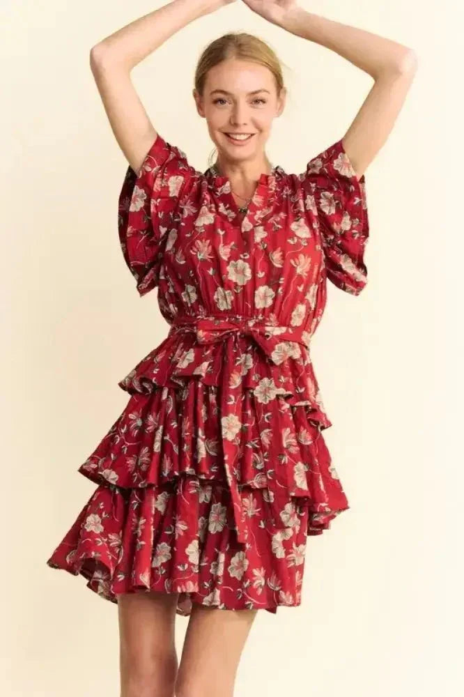 Davi & Dani Ruffle Flutter Sleeve Tie Belt Tiered Mini Dress - Update AvenueEffortless Elegance: DressesTrendsi1001005498312381001005498312388c5bcd2632b7461b9f6743fe59db8627 - Max - OriginOrange Rust