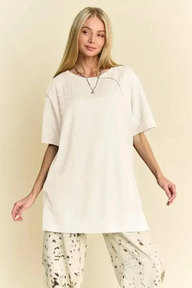 Davi & Dani Short Sleeve Side Slit T-Shirt with Pockets - Update AvenueT-ShirtsTrendsi1001002038715561001002038715561b1d3331c3d54a609aa304d2b5f294ba - Max - OriginWhite