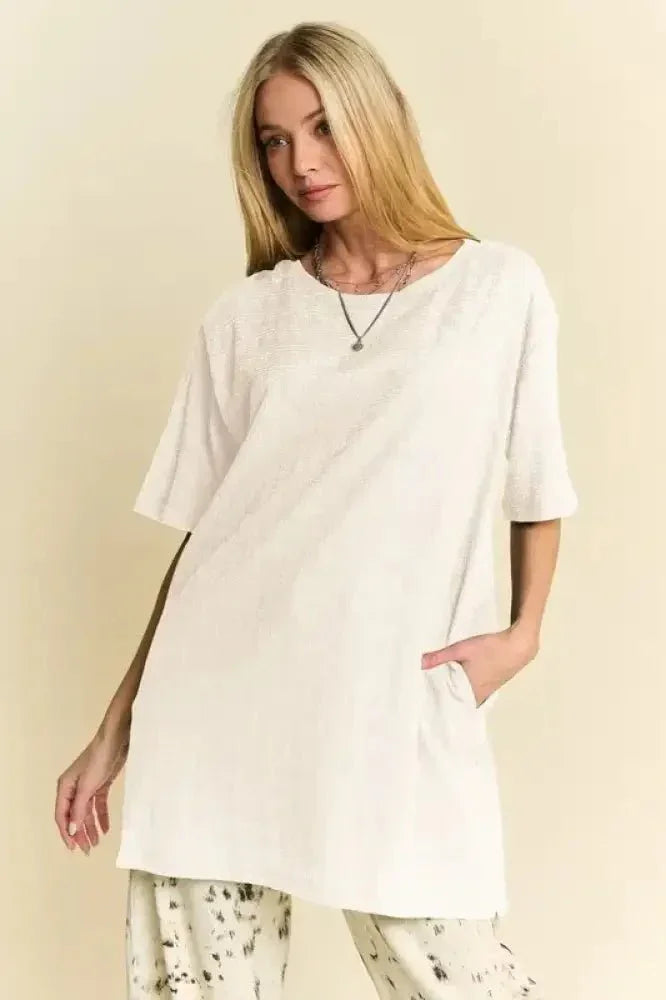 Davi & Dani Short Sleeve Side Slit T-Shirt with Pockets - Update AvenueT-ShirtsTrendsi1001002038715561001002038715564eb4235d618948e4a7abd902d0a33f4e - Max - OriginWhite