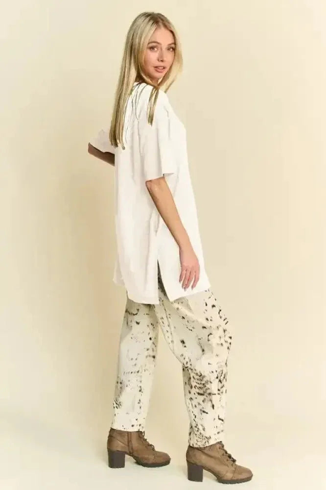 Davi & Dani Short Sleeve Side Slit T-Shirt with Pockets - Update AvenueT-ShirtsTrendsi100100203871556100100203871556b8e274513ab0415b8397d078656b8ada - Max - OriginWhite