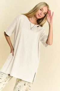 Davi & Dani Short Sleeve Side Slit T-Shirt with Pockets - Update AvenueT-ShirtsTrendsi10010020387155610010020387155686b57cdbfe6b442b9488f33c80d391bb - Max - OriginWhite