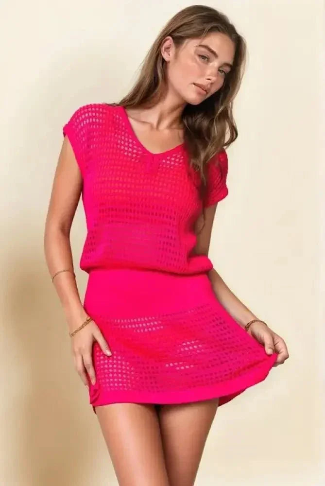 Davi & Dani Sleeveless V Neck Mesh Knit Cover Up Dress - Update AvenueEffortless Elegance: DressesTrendsi100100725361318100100725361318c34f193c9bd047c1bbc7162b840adfa5 - Max - OriginNeon Fuchsia