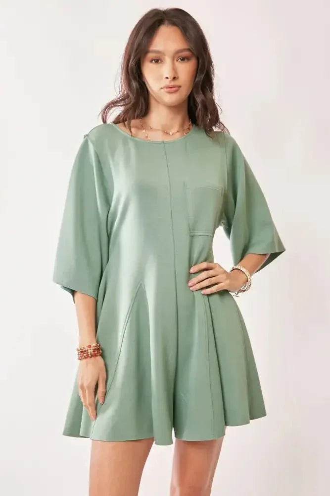 Davi & Dani Solid Draped Sleeve Ties Back Skort Romper - Update AvenueDaily EssentialsTrendsi100100839501753100100839501753df8881dbf23b4d43a461187b16dcd792 - Max - OriginSEAFOAM GREEN