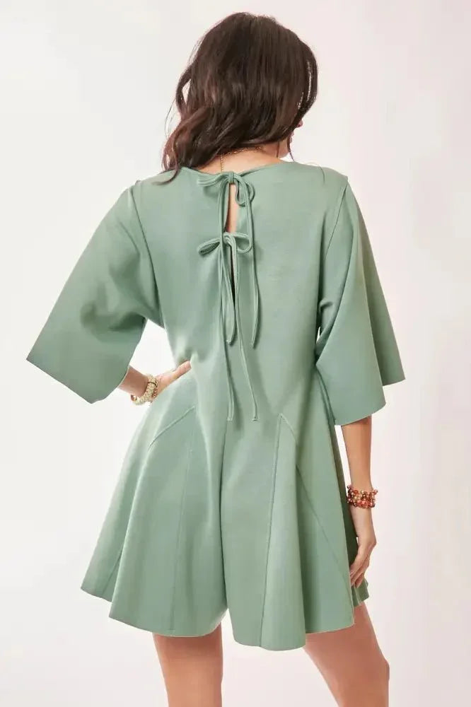 Davi & Dani Solid Draped Sleeve Ties Back Skort Romper - Update AvenueDaily EssentialsTrendsi100100839501753100100839501753298af62c5213427eb7626185ffcb4d2d - Max - OriginSEAFOAM GREEN