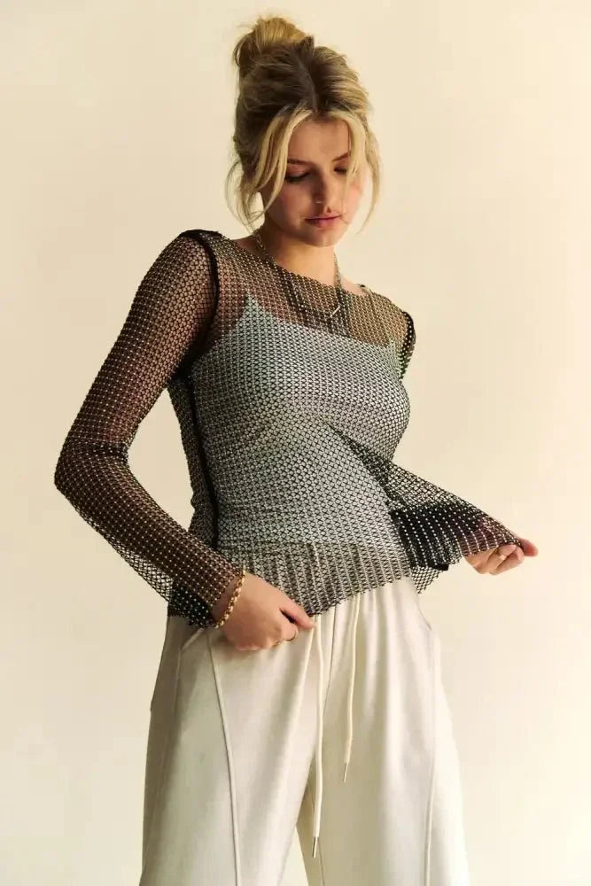 Davi & Dani Sparkling Rhinestone Sheer Mesh Round Neck Top - Update AvenueFestival VibesTrendsi10010060162173810010060162173824da913c - 8a91 - 4c33 - a200 - 53720397dcdc - MaxBlack