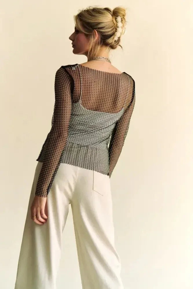 Davi & Dani Sparkling Rhinestone Sheer Mesh Round Neck Top - Update AvenueFestival VibesTrendsi1001006016217381001006016217389fb23531 - 5c58 - 4970 - 870a - 495e8f88a305 - MaxBlack
