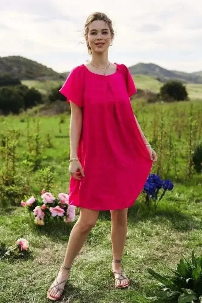 Davi & Dani Textured Ruffle Boat Neck Shift Dress - Update AvenueEffortless Elegance: DressesTrendsi100100798831783100100798831783984885bd956b46d3ac1ab9d68d211673 - Max - OriginFuchsia