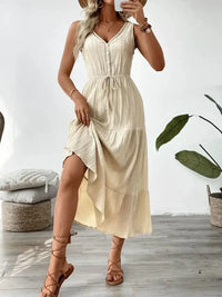 Decorative Button V - Neck Sleeveless Midi Tank Dress - Update AvenueEffortless Elegance: DressesTrendsi10010058072110010010058072110060712bcf - f1b1 - 49ec - a4c5 - 059bd8e15852 - Max - OriginTan