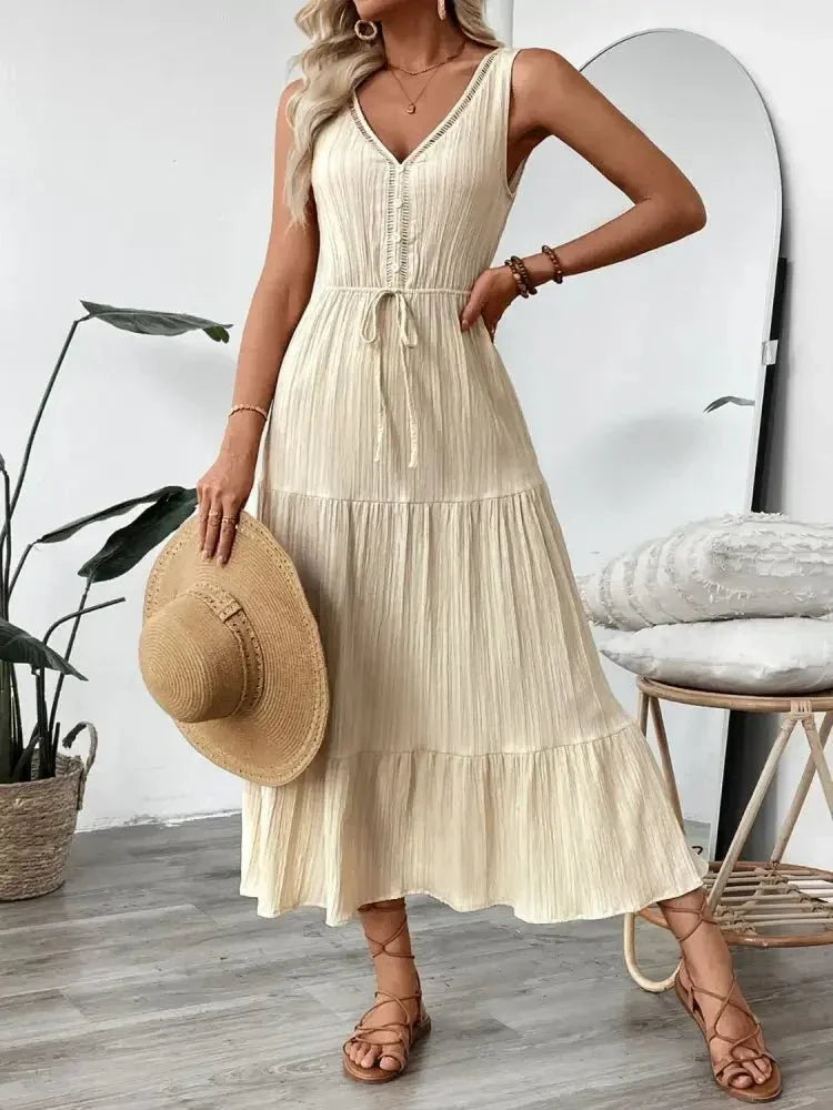 Decorative Button V - Neck Sleeveless Midi Tank Dress - Update AvenueEffortless Elegance: DressesTrendsi10010058072110010010058072110084ae514e - 418e - 49ba - a2a1 - 77c99cefb57d - Max - OriginTan