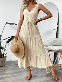 Decorative Button V - Neck Sleeveless Midi Tank Dress - Update AvenueEffortless Elegance: DressesTrendsi10010058072110010010058072110084ae514e - 418e - 49ba - a2a1 - 77c99cefb57d - Max - OriginTan
