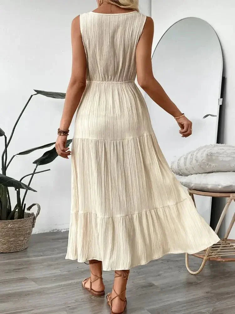 Decorative Button V - Neck Sleeveless Midi Tank Dress - Update AvenueEffortless Elegance: DressesTrendsi1001005807211001001005807211006d309d95 - caa0 - 4b79 - b755 - f2404ab94b11 - Max - OriginTan