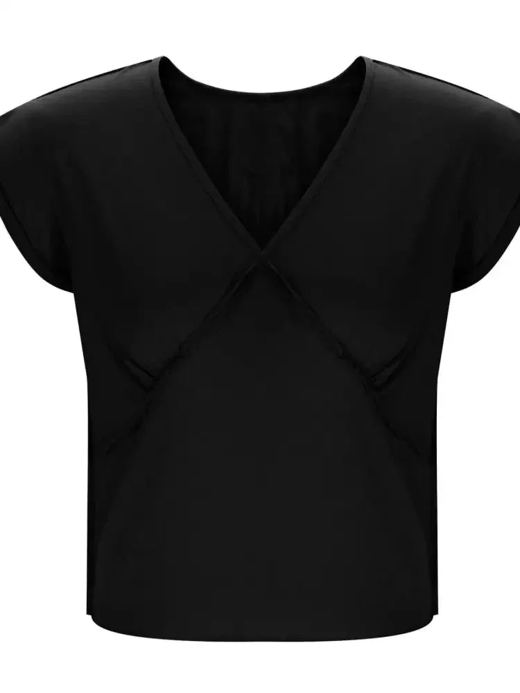 Deep V - Neck Cropped T-Shirt - Update AvenueT-ShirtsTrendsi10010087971315010010087971315006b58439e2dc4e2f9985f9c4917ca1da - Max - OriginBlack