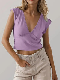 Deep V - Neck Cropped T-Shirt - Update AvenueT-ShirtsTrendsi100100879713198100100879713198318ebd83e2bb4c47b66e40094c4f9776 - Max - OriginPurple