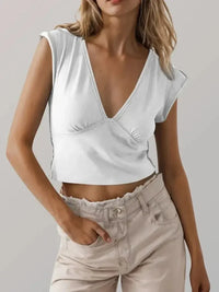 Deep V - Neck Cropped T-Shirt - Update AvenueT-ShirtsTrendsi10010087971325110010087971325134beef9dafb4486098c702003b3af1b3 - Max - OriginWhite