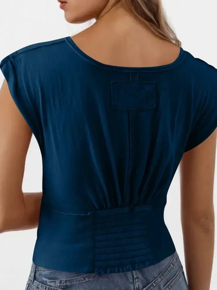 Deep V - Neck Cropped T-Shirt - Update AvenueT-ShirtsTrendsi100100879714599100100879714599f38192db1e624c409db585aae9f54242 - Max - OriginNavy Blue