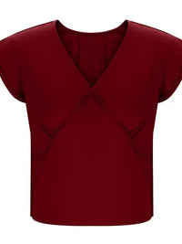 Deep V - Neck Cropped T-Shirt - Update AvenueT-ShirtsTrendsi100100879716232100100879716232ee8fb374c39d4ad7a815f9d36b9c26f3 - Max - OriginBurgundy