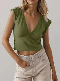 Deep V - Neck Cropped T-Shirt - Update AvenueT-ShirtsTrendsi1001008797190731001008797190734a95324b11ae40a3b2c3dcfd179137f1 - Max - OriginArmy Green