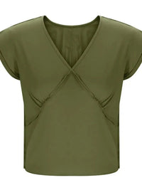 Deep V - Neck Cropped T-Shirt - Update AvenueT-ShirtsTrendsi100100879719073100100879719073e5035bcf21784b549e1192e7be6e65ae - Max - OriginArmy Green