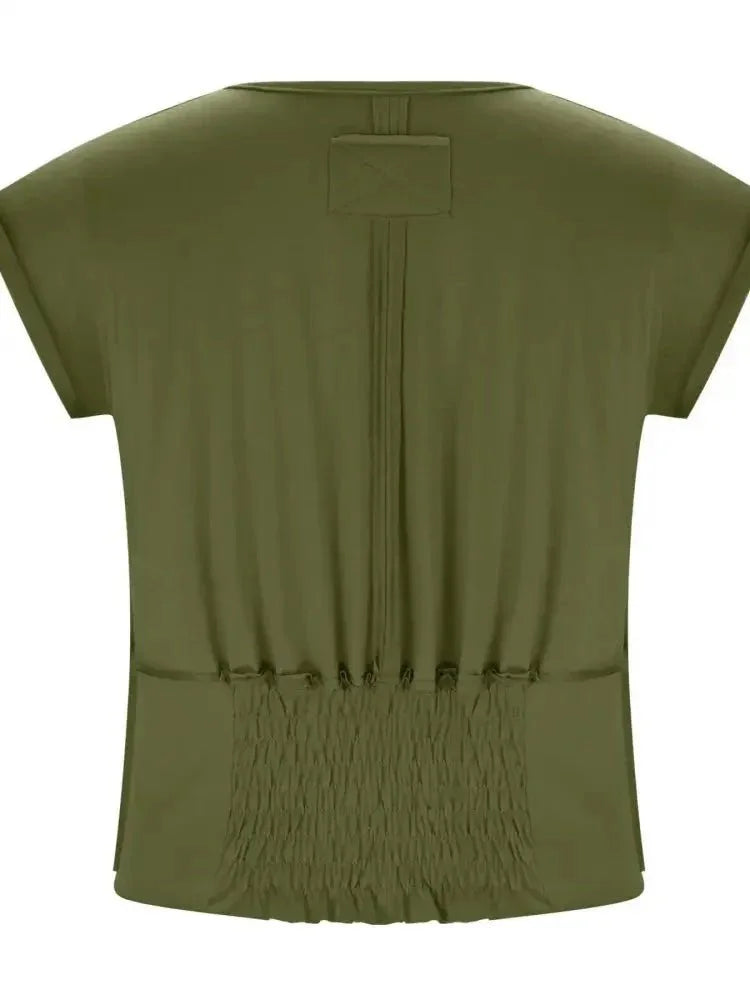 Deep V - Neck Cropped T-Shirt - Update AvenueT-ShirtsTrendsi100100879719073100100879719073a3d1081b2e734edd9ebcc82366d21029 - Max - OriginArmy Green