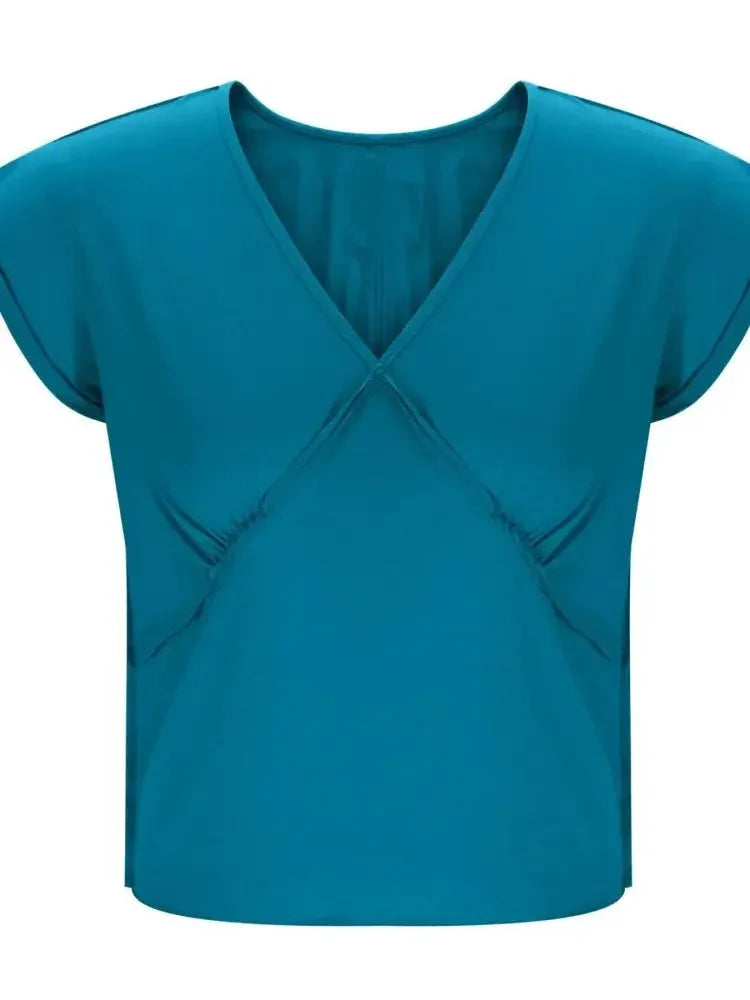 Deep V - Neck Cropped T-Shirt - Update AvenueT-ShirtsTrendsi1001008797190751001008797190752179a83ee81e4e019e85a3a3acd19bfe - Max - OriginCerulean