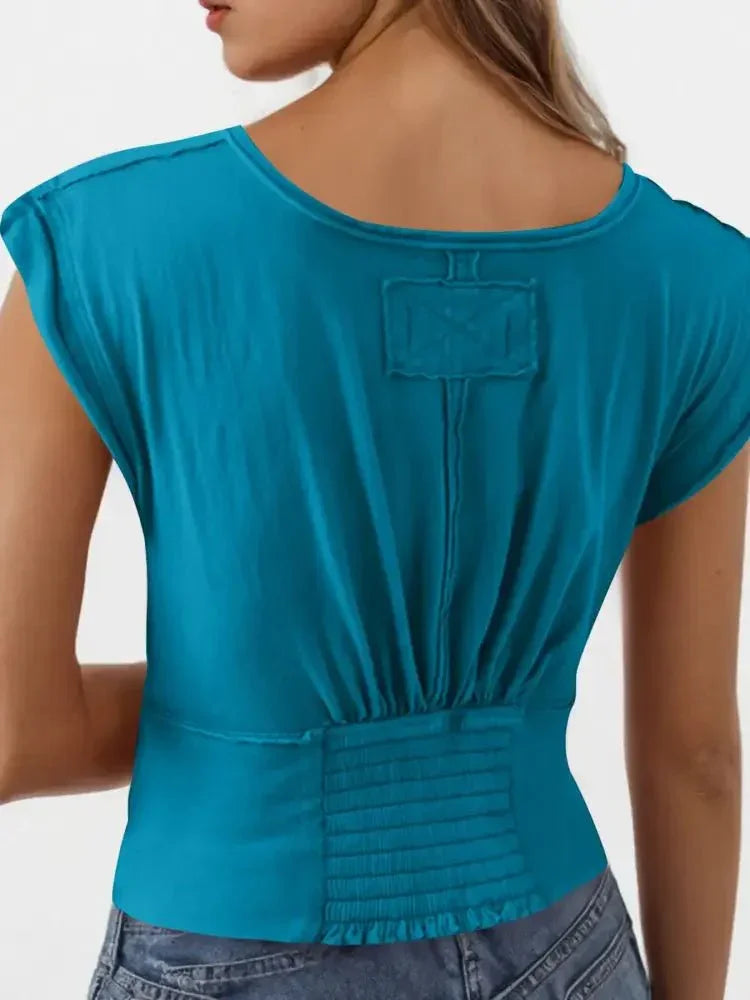 Deep V - Neck Cropped T-Shirt - Update AvenueT-ShirtsTrendsi100100879719075100100879719075b8d0a294eca646b2b46401bf9d90c85e - Max - OriginCerulean