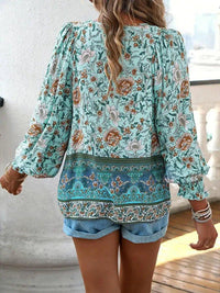Devine Bohemian Tie Neck Lantern Sleeve Blouse - Update AvenueTrendsi1001011494247451001011494247454d584eecc7254257895f394c06a855c1 - MaxGum Leaf