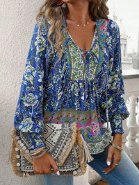 Devine Bohemian Tie Neck Lantern Sleeve Blouse - Update AvenueTrendsi100101149425003100101149425003a887c9d23faf4382a659de07d88dfaa3 - MaxPeacock Blue