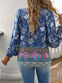 Devine Bohemian Tie Neck Lantern Sleeve Blouse - Update AvenueTrendsi100101149425003100101149425003399263825f464dddb8281e1687e457aa - MaxPeacock Blue