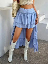 Devine High - Low Ruched Layered Skirt - Update AvenueVacation StyleTrendsi10010081738502810010081738502884b8f514 - 224e - 4e4b - b32f - 4abaec2261e7 - MaxLight Blue