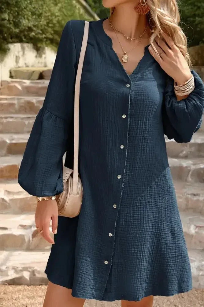 Devine Notched Balloon Sleeve Mini Dress - Update AvenueTrendsi1001008247875561001008247875563d969459 - c8bf - 42c9 - 8357 - 16c75e5fa3aa - MaxNavy