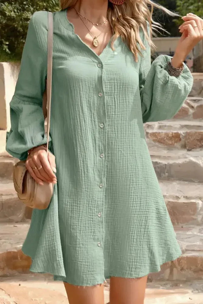 Devine Notched Balloon Sleeve Mini Dress - Update AvenueTrendsi10010082478755610010082478755608ab0375 - 540e - 4b9e - 83d8 - fd8a61281c6c - MaxNavy