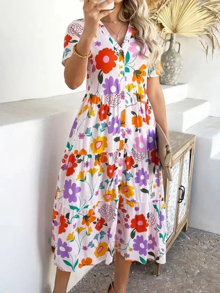 Devine Printed Johnny Collar Button Down Short Sleeve Midi Shirt Dress - Update AvenueEffortless Elegance: DressesTrendsi10010041118162110010041118162130f0ba98 - 7447 - 4a47 - 8bf8 - 3f4e03157a7f - MaxBlush Pink