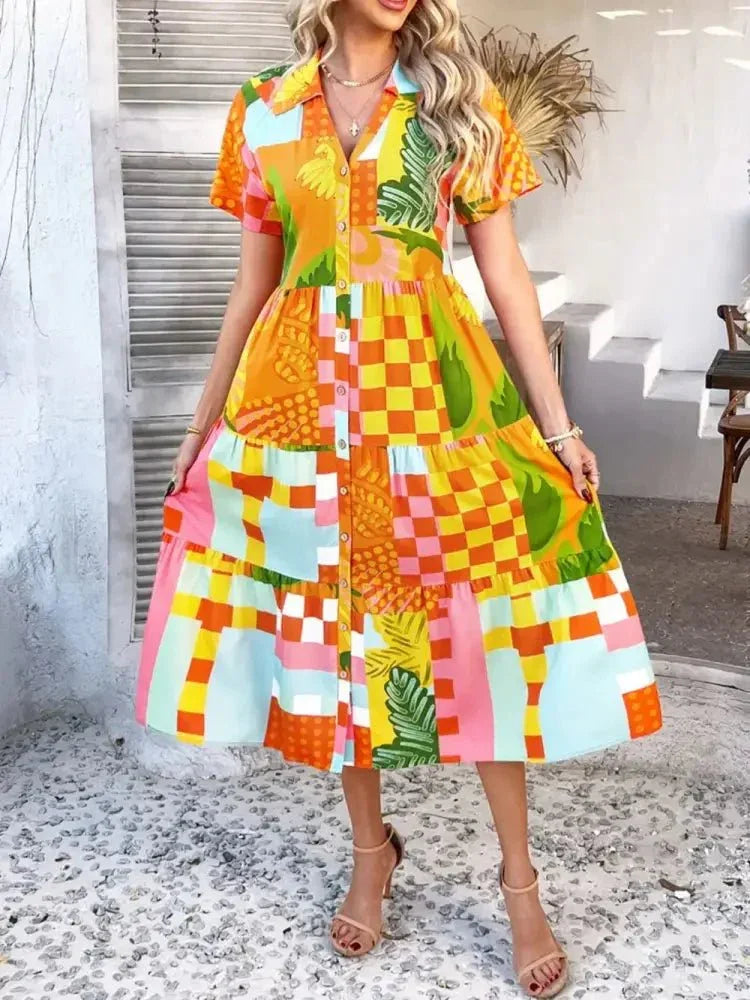 Devine Printed Johnny Collar Button Down Short Sleeve Midi Shirt Dress - Update AvenueEffortless Elegance: DressesTrendsi1001004111896391001004111896390a4bc9b8 - 2263 - 43ef - 8731 - 2e0f6aefa152 - MaxTangerine
