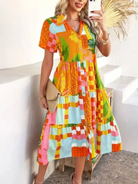 Devine Printed Johnny Collar Button Down Short Sleeve Midi Shirt Dress - Update AvenueEffortless Elegance: DressesTrendsi1001004111896391001004111896395a193435 - f261 - 4d15 - 9d8d - c91189a62367 - MaxTangerine